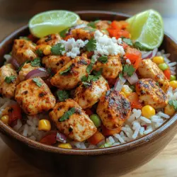 Delve into the vibrant world of street food with our Street Corn Chicken Rice Bowl recipe. This dish is a delightful fusion of succulent chicken, fresh vegetables, and a sweet corn medley, all beautifully layered over a bed of fluffy jasmine rice. Inspired by the bustling street vendors found in cities across Mexico and the United States, this recipe captures the essence of street corn—a beloved snack known for its bold flavors and satisfying crunch.
