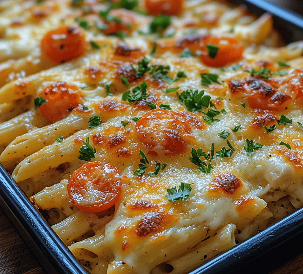 In the world of comfort food, few dishes can rival a hearty pasta bake. This Cheesy Garlic Delight: Garlic Parmesan Chicken Pasta Bake is a perfect example, combining the rich flavors of garlic and cheese with tender chicken and al dente penne pasta. The warm, creamy, and cheesy nature of this dish creates a comforting embrace, making it ideal for both gatherings and intimate family dinners. Whether it's a chilly evening or a casual get-together, this pasta bake transforms any meal into a delightful experience.