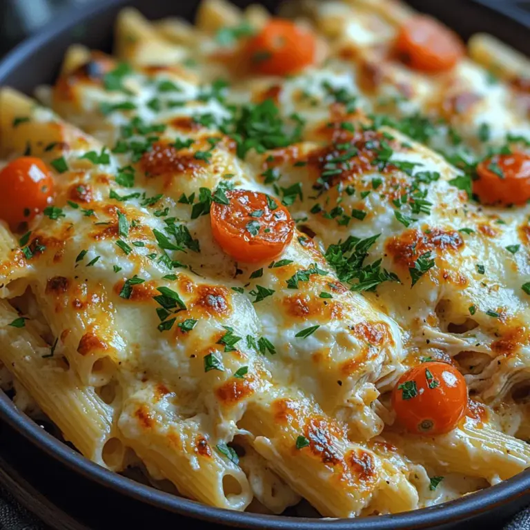 In the world of comfort food, few dishes can rival a hearty pasta bake. This Cheesy Garlic Delight: Garlic Parmesan Chicken Pasta Bake is a perfect example, combining the rich flavors of garlic and cheese with tender chicken and al dente penne pasta. The warm, creamy, and cheesy nature of this dish creates a comforting embrace, making it ideal for both gatherings and intimate family dinners. Whether it's a chilly evening or a casual get-together, this pasta bake transforms any meal into a delightful experience.