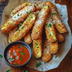 In the world of vegetables, zucchini stands out as one of the most versatile and adaptable ingredients. Whether grilled, sautéed, or baked, it can be transformed into a myriad of dishes that delight the palate. One of the most exciting ways to enjoy zucchini is by turning it into crispy fries, a healthier alternative to traditional potato fries. This recipe for Crispy Garlic Parmesan Zucchini Fries combines the light, refreshing taste of zucchini with the rich flavors of garlic and Parmesan cheese, making it an irresistible treat for both kids and adults alike.