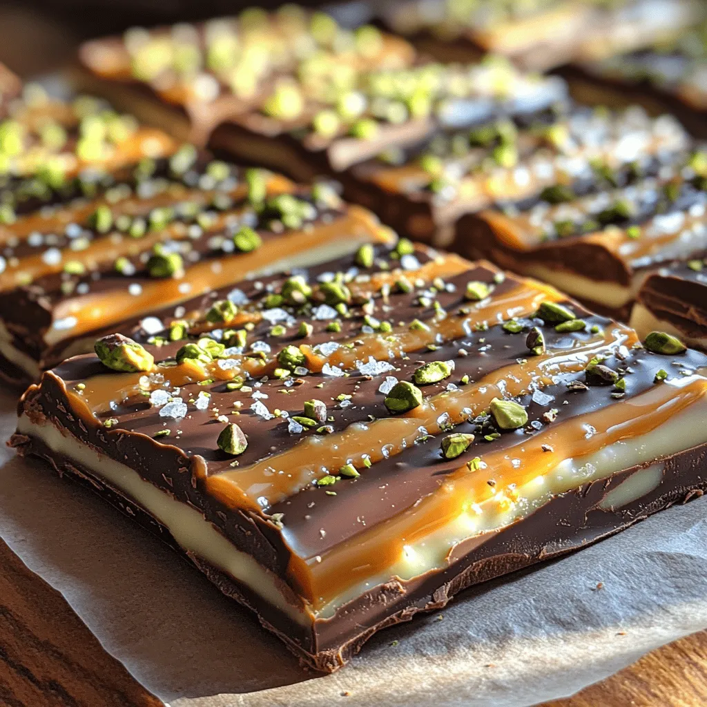 Indulging in a delightful treat that balances rich flavors with satisfying textures can elevate any occasion. The Nutty Bliss Salted Caramel Pistachio Bark is a perfect example of such a treat, combining the deep richness of dark chocolate with the creaminess of white chocolate, topped with crunchy salted pistachios and a hint of caramel. This guide will take you through the process of creating this delectable dessert, ensuring you impress your family and friends with your culinary skills. Whether it’s for a special celebration or simply a sweet craving, this bark recipe is sure to satisfy.