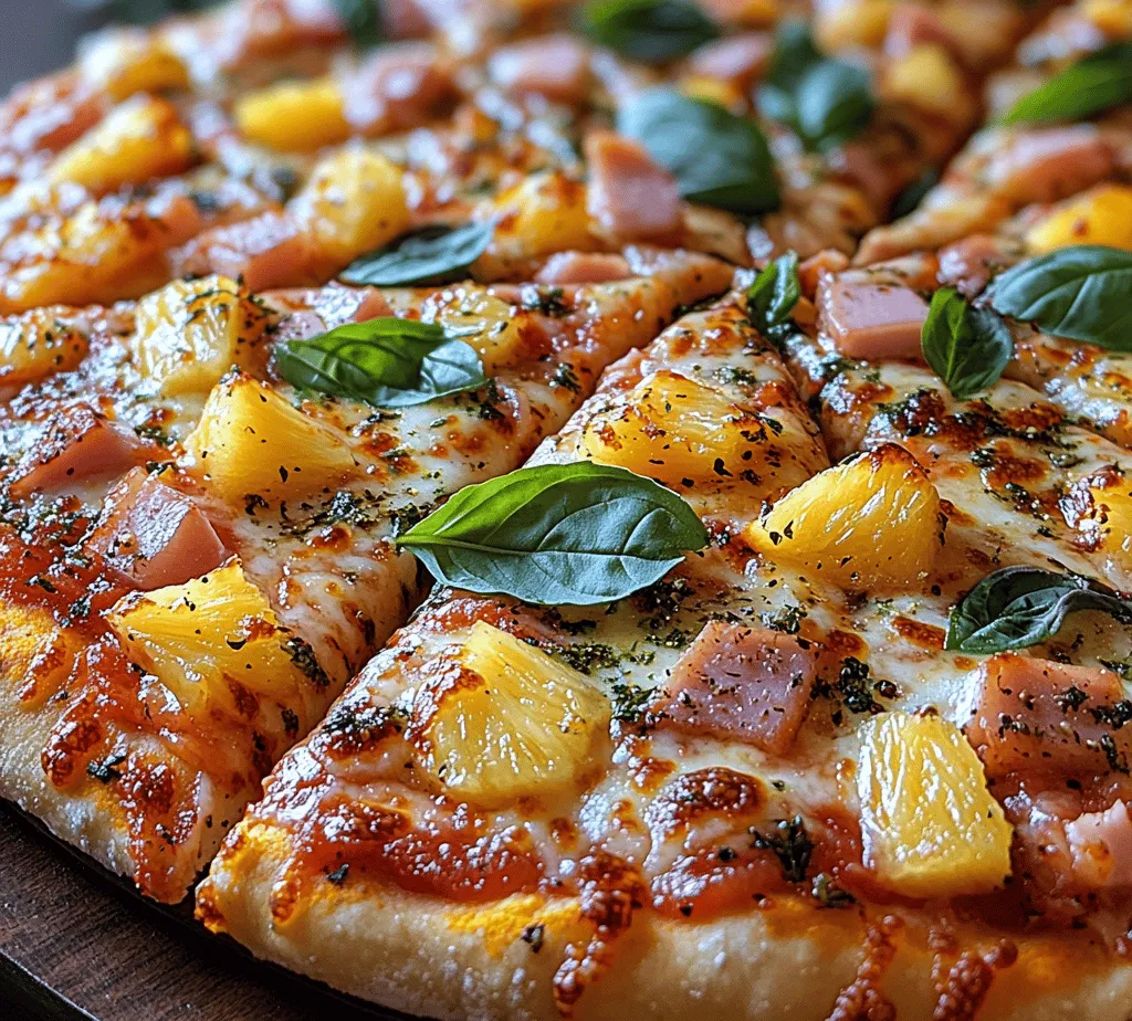 Tropical Paradise Pizza is an enchanting dish that transports your taste buds to a sun-soaked island getaway with every bite. This delightful pizza perfectly balances sweet and savory components, making it a favorite among those who crave a unique twist on traditional pizza. Imagine biting into a warm, crispy crust topped with luscious mozzarella cheese, succulent ham, and juicy pineapple, all harmoniously blended with a rich pizza sauce and a sprinkle of fresh herbs. The combination of flavors and textures creates a delightful experience that resonates with pizza lovers and adventurous eaters alike.