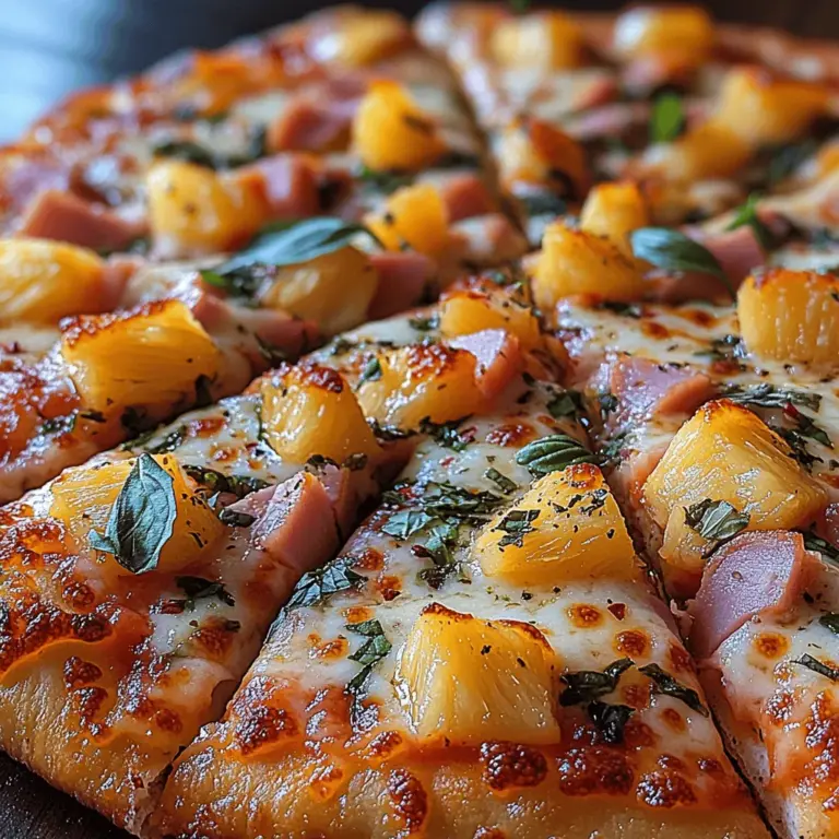 Tropical Paradise Pizza is an enchanting dish that transports your taste buds to a sun-soaked island getaway with every bite. This delightful pizza perfectly balances sweet and savory components, making it a favorite among those who crave a unique twist on traditional pizza. Imagine biting into a warm, crispy crust topped with luscious mozzarella cheese, succulent ham, and juicy pineapple, all harmoniously blended with a rich pizza sauce and a sprinkle of fresh herbs. The combination of flavors and textures creates a delightful experience that resonates with pizza lovers and adventurous eaters alike.