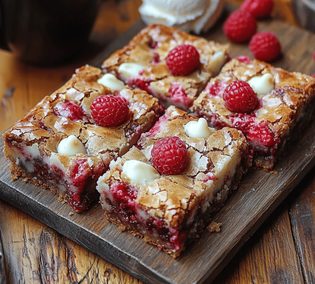 Blondies are a delightful dessert that belongs to the family of bar cookies. They are often compared to brownies, but instead of cocoa powder, blondies are made with brown sugar and vanilla, which gives them their characteristic golden hue and a rich, caramel-like flavor. Blondies can be customized with a variety of add-ins, from nuts to chocolate chips, but the raspberry and white chocolate combination offers a unique twist that is both refreshing and indulgent.
