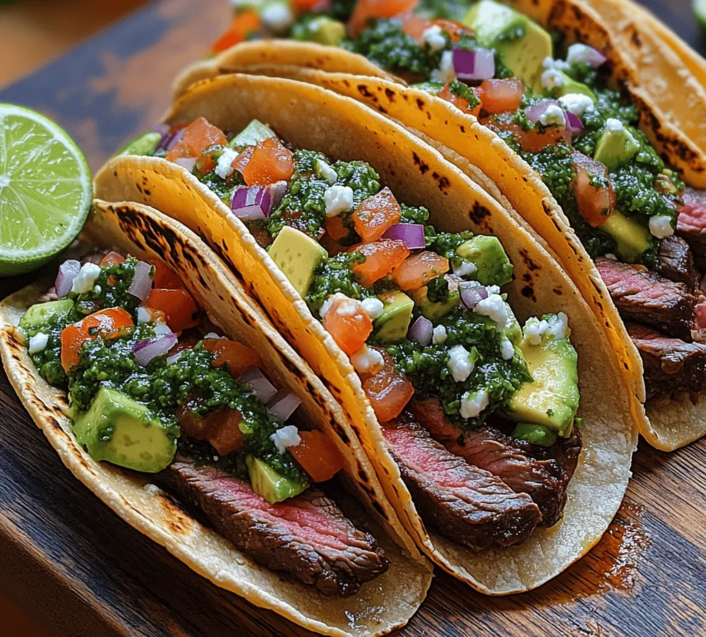 Tacos, a staple of Mexican cuisine, are beloved worldwide for their versatility and vibrant flavors. From classic carnitas to inventive vegetarian options, the taco has evolved into a canvas for culinary creativity, allowing flavors from various cultures to blend harmoniously. One such delightful fusion is the Chimichurri Steak Taco, which showcases the bold, fresh flavors of Argentine cuisine wrapped in a warm tortilla. These tacos not only satisfy cravings but also present an exciting culinary adventure that celebrates the best of both worlds.