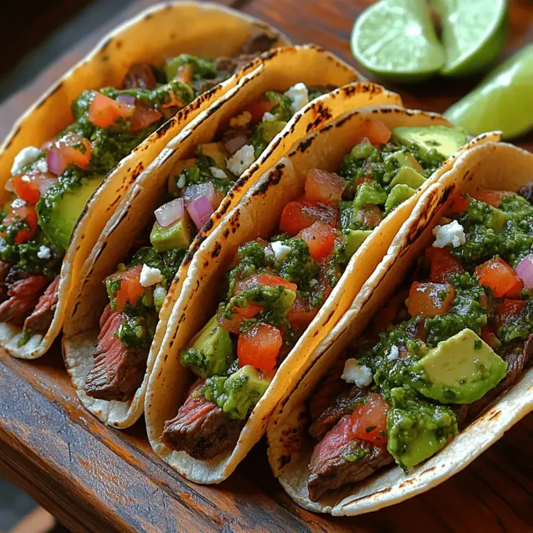 Tacos, a staple of Mexican cuisine, are beloved worldwide for their versatility and vibrant flavors. From classic carnitas to inventive vegetarian options, the taco has evolved into a canvas for culinary creativity, allowing flavors from various cultures to blend harmoniously. One such delightful fusion is the Chimichurri Steak Taco, which showcases the bold, fresh flavors of Argentine cuisine wrapped in a warm tortilla. These tacos not only satisfy cravings but also present an exciting culinary adventure that celebrates the best of both worlds.