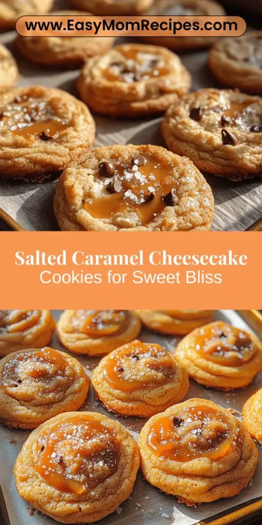 Indulge in the perfect blend of flavors with salted caramel cheesecake cookies! These cookies are a delightful fusion of creamy cheesecake and the irresistible sweetness of caramel, balanced perfectly with a touch of salt. Soft and chewy, they’re easy to make and ideal for any occasion. Whether you're looking to satisfy your sweet tooth or share a delicious treat with friends and family, this recipe is sure to impress. Dive into the joy of baking with these irresistible cookies!