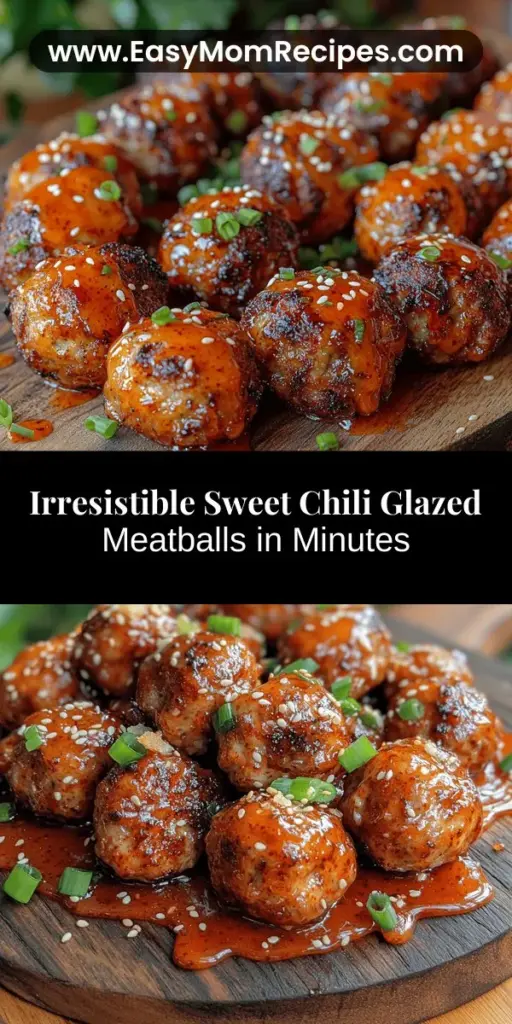 Transform your weeknight meals or impress guests with Sweet Chili Glazed Meatballs, a delightful dish that balances sweet and spicy flavors. Made with either ground beef or turkey, these tender meatballs are coated in a mouthwatering glaze of sweet chili sauce, soy sauce, and garlic. Easy to prepare, they can serve as appetizers or a hearty main course. Elevate your dining experience by pairing them with rice or in wraps, and enjoy the irresistible taste that everyone loves.