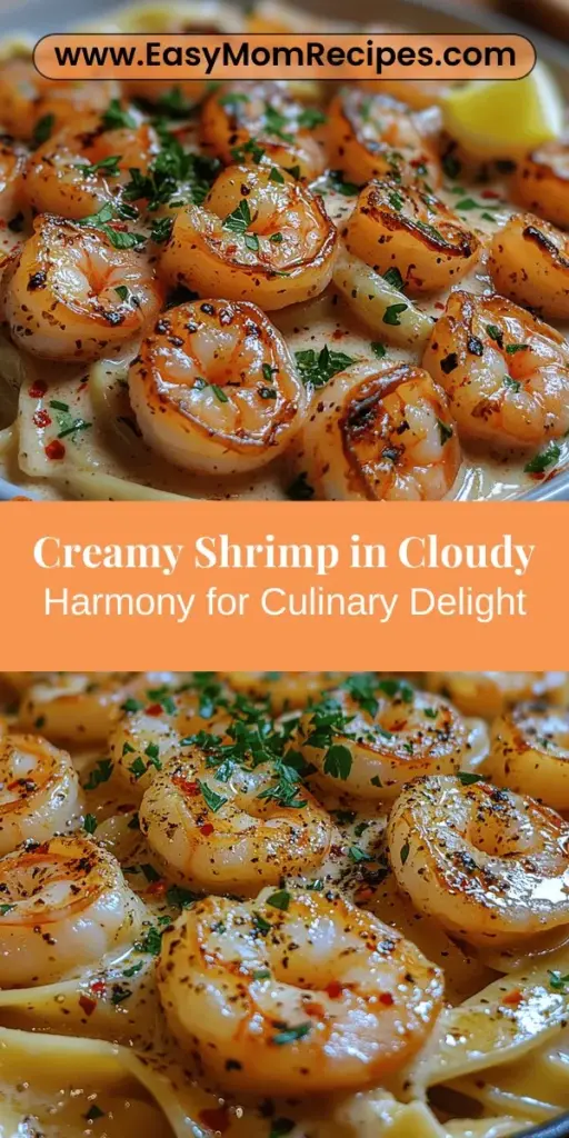 Experience the delightful flavors of Shrimp in Cloudy Harmony, a creamy and comforting dish that combines plump shrimp with a rich sauce of butter, garlic, and Parmesan cheese. Perfect for any occasion, this recipe is not only satisfying but also nutritious, packed with protein and essential nutrients. Enjoy each bite as the aromatic sauce envelops the shrimp, creating a delicious symphony of taste and texture. Elevate your dining experience with this culinary masterpiece!