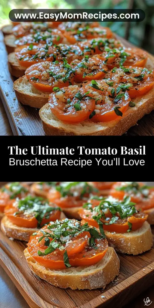 Discover the best-ever tomato basil bruschetta, a classic Italian appetizer that captures summer's essence with fresh ingredients. This simple yet stunning dish features crusty toasted baguette topped with ripe tomatoes, fragrant basil, and a drizzle of olive oil. Perfect for dinner parties, barbecues, or cozy nights in, this bruschetta is easy to make and offers a burst of vibrant flavors. Learn how to create this delightful starter with our step-by-step guide!