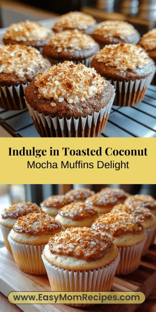 Indulge in the delightful flavors of Toasted Coconut Mocha Muffins! This recipe combines the rich essence of coffee, decadent chocolate, and sweet, toasted coconut into perfectly fluffy muffins. Ideal for breakfast or as a sweet snack, these muffins are an adventure for your taste buds. Discover the essential ingredients and step-by-step preparation that make baking these muffins a breeze. Perfect for impressing guests or enjoying on your own, give this recipe a try!