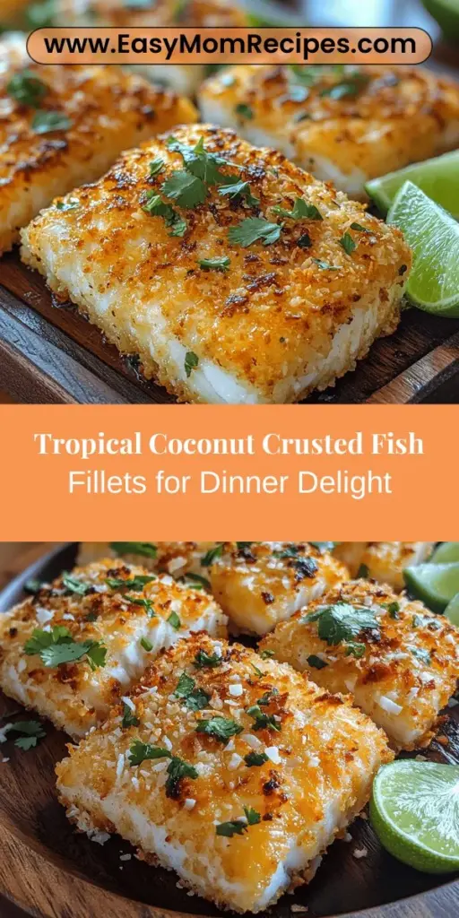 Dive into tropical flavors with Coconut Crusted Fish Fillets! This dish features perfectly cooked fish enveloped in a golden-crisp crust made from unsweetened shredded coconut and panko breadcrumbs. Not only a feast for the senses, but it’s also nutritious, packed with protein and omega-3 fatty acids. Ideal for any seafood lover, this recipe is simple to follow and perfect for impressing guests. Get ready to enjoy a delightful culinary adventure from your kitchen!
