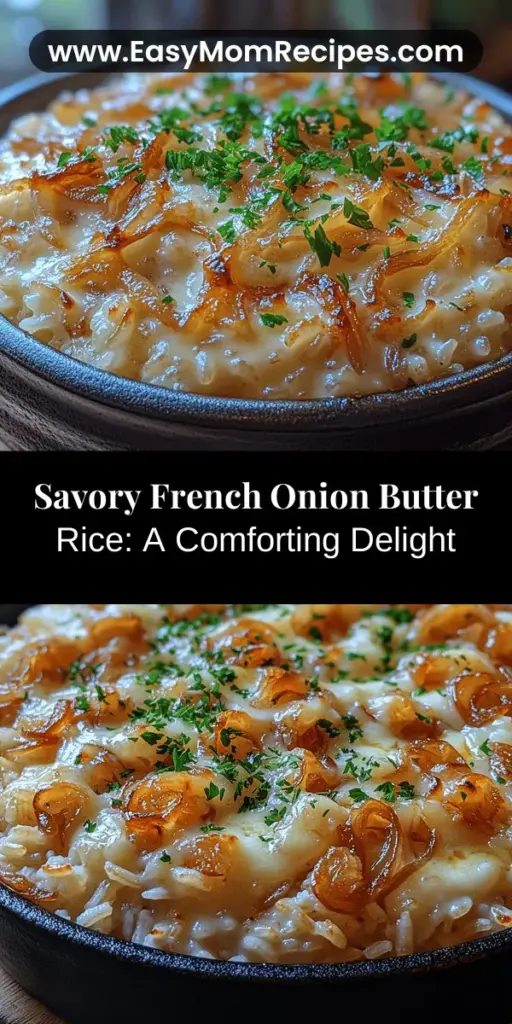 Indulge in the comforting flavors of French Onion Butter Rice, a scrumptious twist on the classic dish. This recipe brings together caramelized onions and creamy Gruyère cheese for a perfect side or main course. Enjoy the rich history of French onion cuisine as you prepare this delightful meal, complete with step-by-step instructions and insights into each ingredient's significance. Elevate your dining experience with this satisfying and flavorful dish that promises to impress!