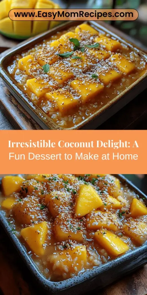 Discover the joy of making Deliciously Sticky Coconut Delight, a traditional dessert celebrated in many Asian cultures. This comforting treat combines chewy sticky rice and creamy coconut milk for a rich, satisfying flavor that's perfect for family gatherings or festive occasions. Learn how to create this delightful dish step-by-step and explore variations to make it your own. Experience the warmth and togetherness this dessert brings while savoring its unique textures and flavors. Perfect for any occasion!