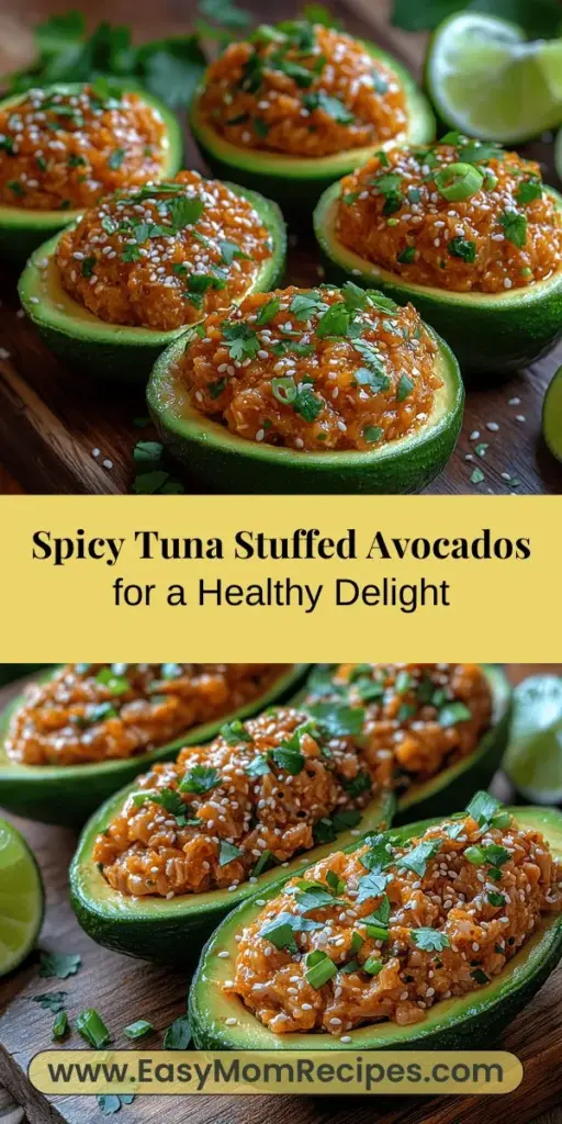 Discover the deliciousness of Spicy Tuna Stuffed Avocados, a perfect blend of creamy avocado and spicy tuna salad. This nutritious dish is not only rich in protein and healthy fats but also easy to prepare, making it ideal for a quick lunch, light dinner, or party appetizer. Customize the heat levels to suit your taste and enjoy a vibrant meal packed with freshness and flavor. Elevate your culinary experience and delight your taste buds with this flavorful recipe!