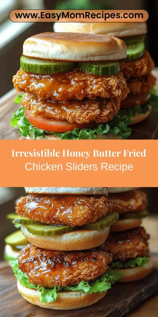Elevate your comfort food experience with sweet and savory honey butter fried chicken sliders. This dish perfectly captures Southern flavors, combining crispy fried chicken with a luscious honey butter that creates a mouthwatering taste sensation. Perfect for any gathering, these sliders offer versatility as an appetizer or main course. With juicy chicken thighs, flavorful marinades, and buttery sweetness, these sliders are sure to impress guests of all ages. Discover the joy of delicious, bite-sized comfort food that balances savory and sweet in every delightful bite!