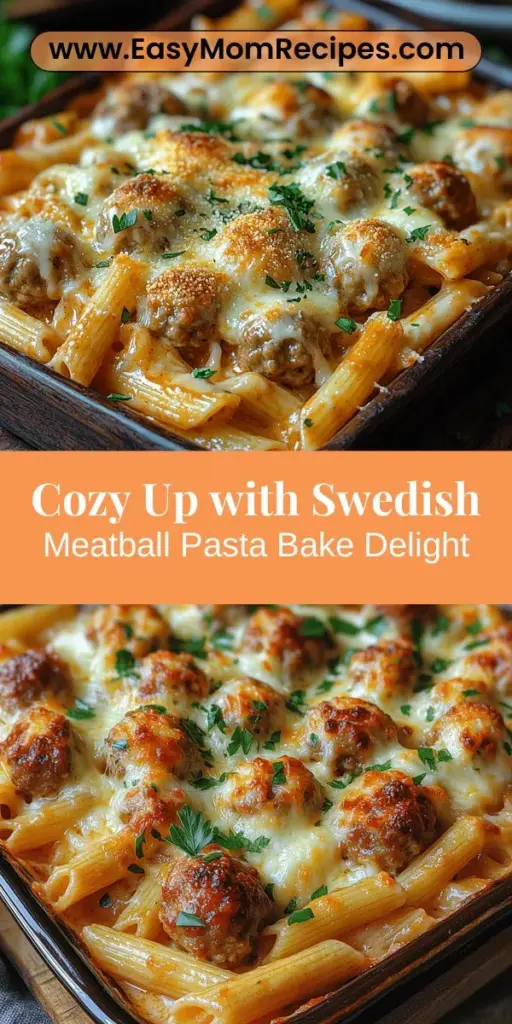Discover the ultimate comfort food with this Swedish Meatball Pasta Bake recipe, where creamy sauce meets savory meatballs and tender pasta. This hearty dish is perfect for cozy family dinners or gatherings with friends. Easy to prepare, you can use either frozen or homemade meatballs combined with your choice of pasta, topped with gooey cheese for a golden crust. Dive into this delightful fusion of flavors and create lasting memories around the dinner table.