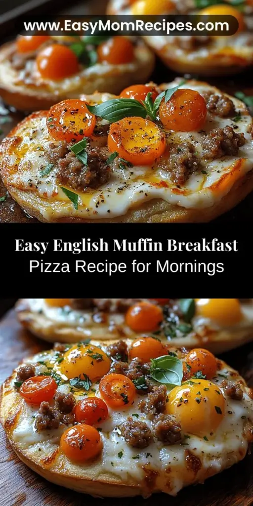 Start your day with a twist on tradition with this Morning Delight English Muffin Breakfast Pizza! This easy-to-make breakfast combines the comforting elements of pizza with classic morning favorites like eggs, cheese, and fresh veggies. Customize your pizza to suit your tastes, whether adding crispy bacon or vibrant peppers. Perfect for busy mornings or leisurely brunches, this delicious dish is sure to impress everyone at the table. Get ready for a flavorful breakfast adventure!