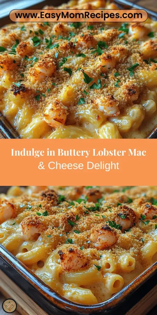 Discover the ultimate comfort food with this Buttery Lobster Mac & Cheese recipe. This indulgent twist on a classic combines creamy cheese sauce, tender pasta, and succulent lobster for a dish that feels both luxurious and cozy. Explore essential ingredients like sharp cheddar and Gruyère, and follow a step-by-step guide to create a velvety, rich sauce that will impress your guests. Perfect for special occasions or a delightful night in, this recipe is sure to become a favorite! Enjoy the rich flavors and create lasting memories around the dinner table.