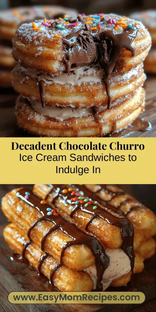 Indulge in a delightful treat with Chocolate Churro Ice Cream Sandwiches, the perfect dessert for any occasion. Imagine crispy, cinnamon-sugar-coated churros filled with your favorite ice cream flavor, creating a delightful contrast of warm and cold. This easy-to-follow recipe allows for endless flavor combinations and toppings, making it a fun way to impress your guests or satisfy your sweet tooth. Elevate your dessert game and enjoy a memorable culinary experience!