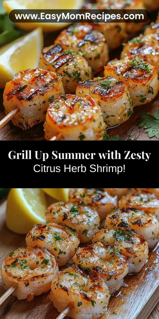 Looking for a standout dish for your summer gatherings? Try Zesty Citrus Herb Grilled Shrimp! This easy, flavorful recipe is perfect for outdoor barbecues or quick weeknight meals. Juicy shrimp marinated in a vibrant blend of citrus juices, fresh herbs, and spices are grilled to perfection, elevating your dining experience. Serve them on skewers, in tacos, or alongside a refreshing salad for a delicious touch that captures the essence of summer. Enjoy the burst of flavors and impress your guests with this simple yet delightful dish!