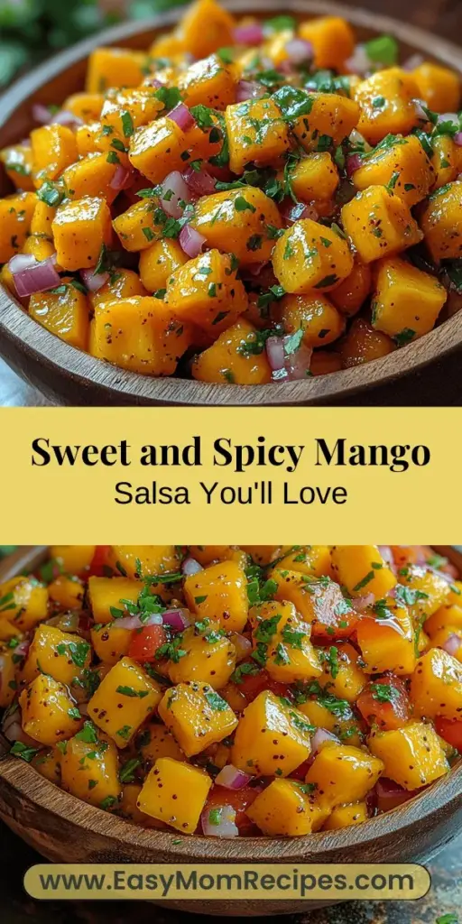 Discover the vibrant flavors of Sweet & Spicy Mango Salsa, a perfect blend of juicy mangos and jalapeño heat. This refreshing salsa pairs beautifully with everything from grilled meats to tortilla chips. Learn to craft this delightful dish with fresh ingredients like cilantro and lime juice that elevate the taste. Perfect for summer gatherings or healthy snacking, this salsa is a colorful addition to any table and is sure to impress your family and friends.