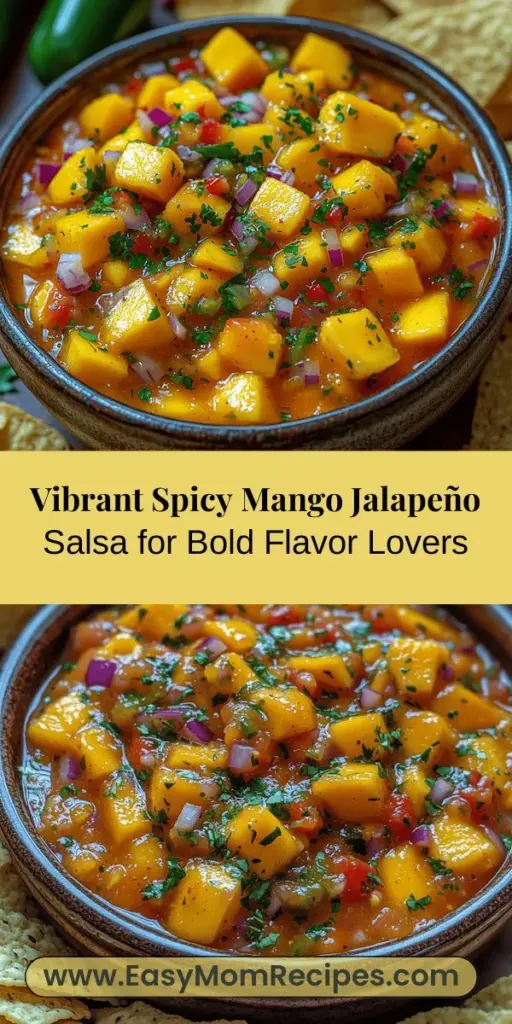 Discover the vibrant and delicious world of Spicy Mango Jalapeño Salsa! This unique salsa blends the sweetness of ripe mangoes with the heat of fresh jalapeños, creating a colorful and flavorful addition to your meals. Perfect as a dip for tortilla chips, a topping for grilled meats, or a refreshing boost for tacos, this salsa is easy to make with fresh, nutritious ingredients. Get ready to elevate your culinary experience and impress your guests with this must-try recipe!