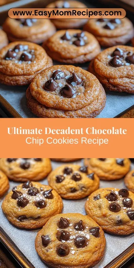 Indulge in the nostalgia and comfort of homemade Decadent Chocolate Chip Cookies with this easy recipe. Perfectly chewy with a crispy edge, these cookies are sure to become a favorite in your home. Dive into the baking experience, from mixing ingredients to enjoying the delightful aroma wafting through your kitchen. With just a few simple steps and key ingredients, you’ll create a treat that brings warmth and joy to every occasion. Bake, share, and savor each delicious moment!