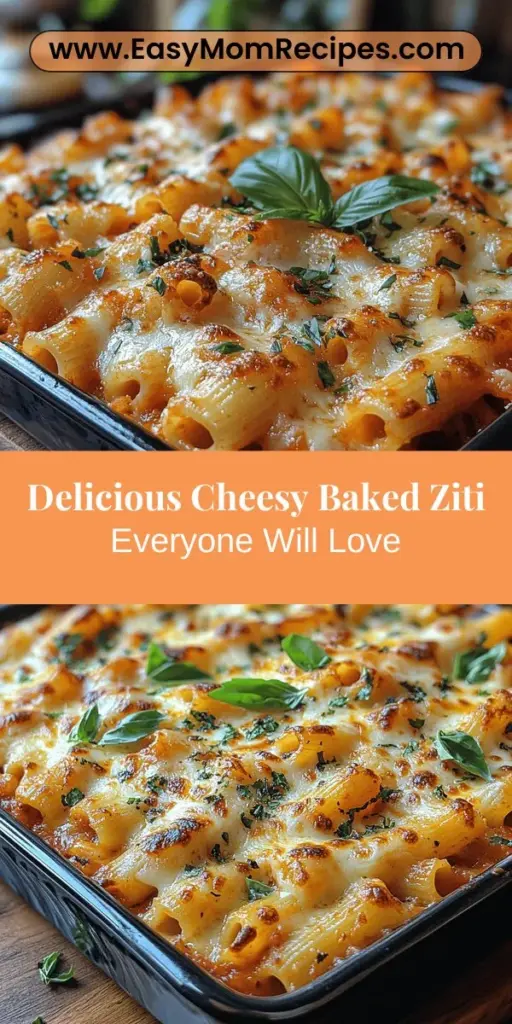 Discover the joy of Cheesy Baked Ziti, a comforting Italian-American classic loved by families everywhere. With layers of ziti pasta, savory marinara sauce, and a blend of creamy cheeses, this dish is not only delicious but also versatile. Customize it to your liking, whether with meat or veggies, and enjoy easy preparation that's perfect for weeknight dinners or gatherings. Follow simple steps to create a mouthwatering meal that everyone will adore.