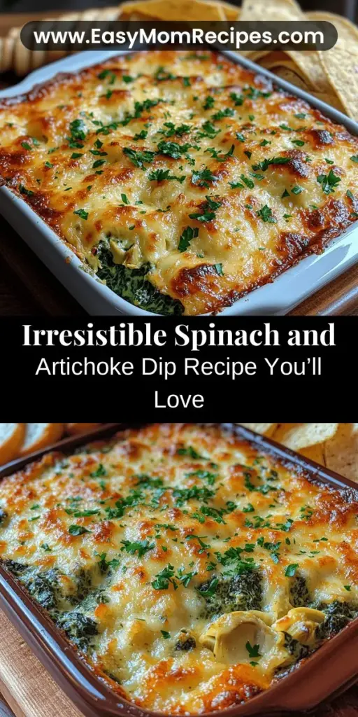 Discover the ultimate spinach and artichoke dip recipe that's perfect for any gathering! This creamy, cheesy dip combines rich flavors and inviting textures, making it a favorite among guests. Easy to prepare with a few simple ingredients, it pairs wonderfully with tortilla chips, veggies, or toasted bread. Whether you're celebrating a holiday or enjoying game day, this crowd-pleaser is sure to impress. Get ready to create delicious memories with this delightful dip!