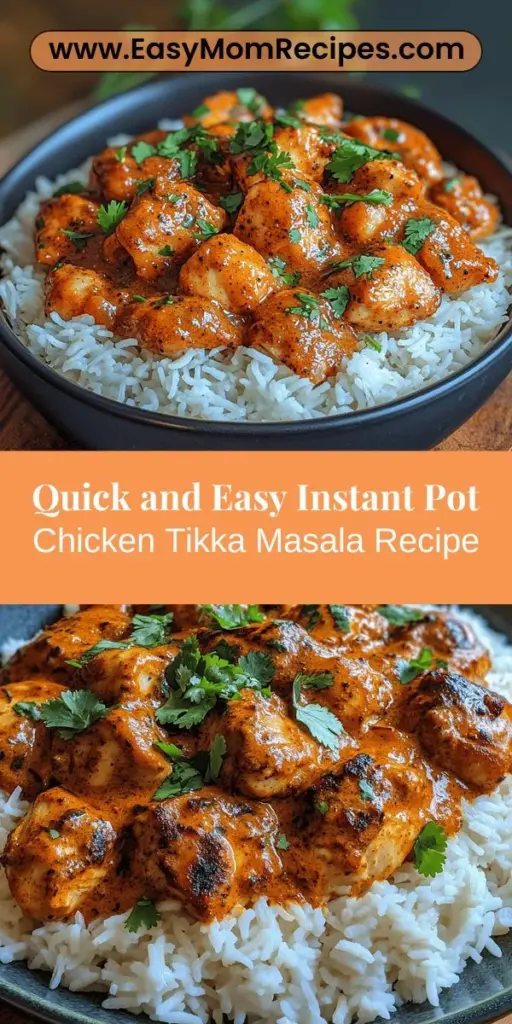 Discover the joy of making Chicken Tikka Masala with this easy Instant Pot recipe. This beloved Indian dish features tender chicken marinated in spices, cooked in a creamy tomato sauce, and infused with aromatic flavors. The Instant Pot simplifies the cooking process, allowing busy families to enjoy this comforting meal in no time. Perfect served with basmati rice or naan, this dish is a delightful way to bring everyone together for a satisfying dining experience. Try it today!