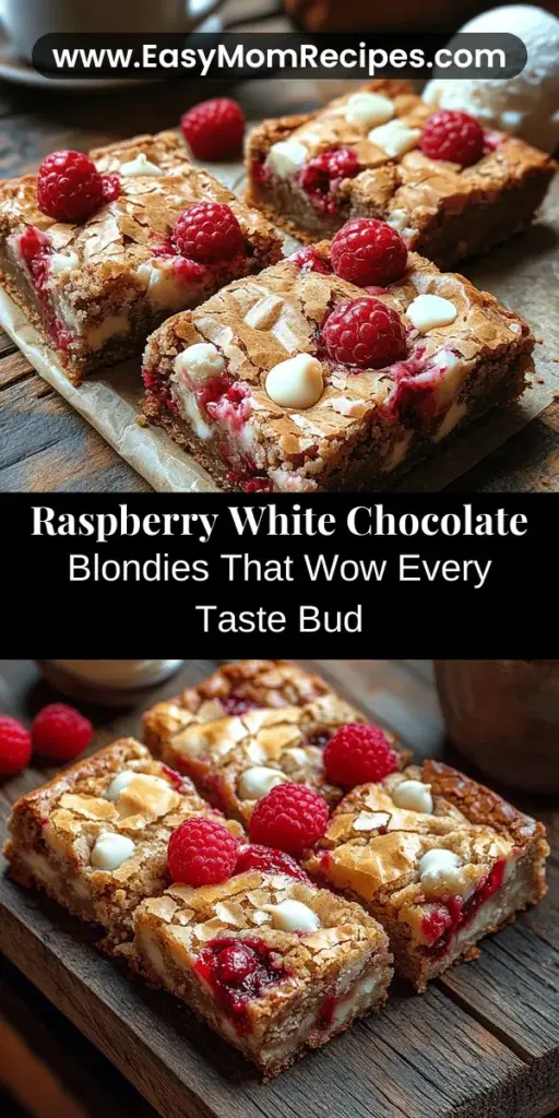 Discover the joy of baking with these Raspberry White Chocolate Blondies! This delightful dessert features a perfect blend of tart raspberries and creamy white chocolate, creating a unique and colorful treat that's sure to impress. Simple to prepare, this recipe is great for bakers of all levels. Enjoy the chewy texture and delicious taste, making them perfect for any occasion. Get ready to indulge in a sweet experience that everyone will love!