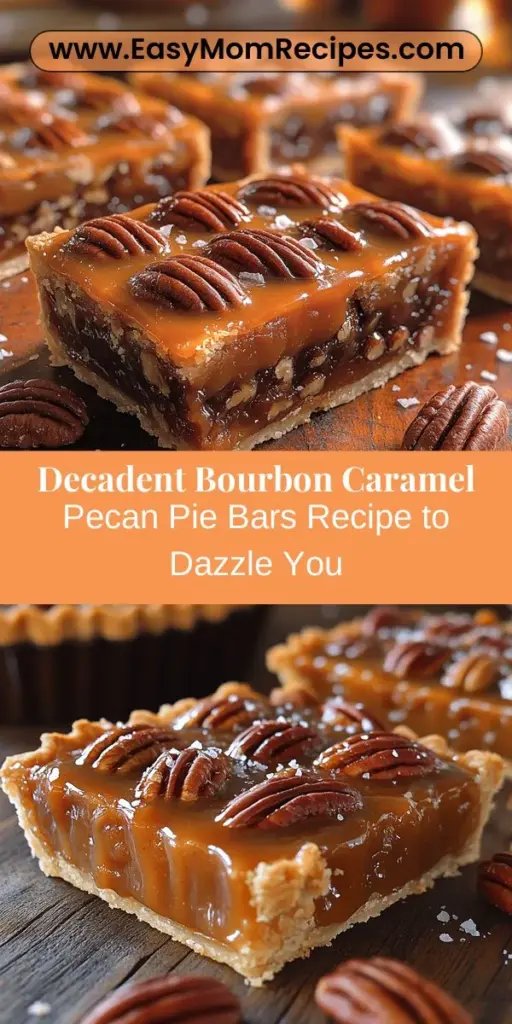 Treat yourself to a delightful twist on a classic dessert with these Bourbon Caramel Pecan Pie Bars. This recipe blends crunchy pecans, luscious caramel, and a buttery crust with the warm notes of bourbon, creating a decadently satisfying treat. Perfect for holiday gatherings or just a sweet indulgence, these bars feature a rich filling and a sprinkle of flaky sea salt for that extra touch. Impress your friends and family with this irresistible dessert that combines tradition and innovation in every bite.