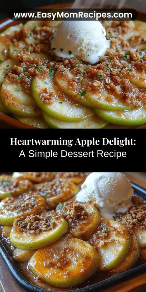Discover the heartwarming essence of home with our Apple Delight dessert recipe. This simple yet delicious dish combines tender apples with a perfectly spiced crumble topping, creating a delightful treat for any occasion. Ideal for family gatherings or cozy nights in, Apple Delight showcases seasonal flavors that everyone will love. With easy-to-follow instructions, you'll be able to create a memorable dessert that warms the heart and fills the kitchen with a comforting aroma. Enjoy a taste of nostalgia with each bite!