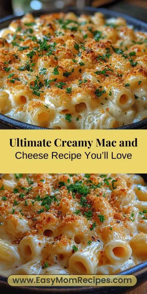 Discover the ultimate comfort food with this creamy mac and cheese recipe that brings warmth and nostalgia to your dinner table. Learn the essential ingredients, like elbow macaroni and quality cheeses, plus valuable cooking techniques for a perfectly velvety sauce. Elevate your dish with flavor enhancers and crunchy toppings like panko breadcrumbs. Whether enjoyed on a cozy night in or shared at a gathering, this creamy delight is sure to delight everyone. Get ready to impress with this classic favorite!