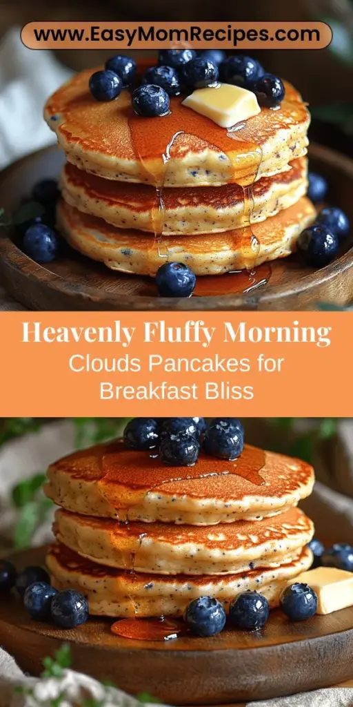 Start your day right with Fluffy Morning Clouds Pancakes, a delightful breakfast experience that combines light, airy texture with rich flavor. These pancakes, made from easy-to-find ingredients like all-purpose flour, buttermilk, and vanilla extract, promise to transform your routine into a lovely culinary celebration. Topped with fresh fruits, whipped cream, or syrup, they are not only tasty but also a nourishing way to kick off your morning. Enjoy a stack of these heavenly pancakes and elevate your breakfast game!