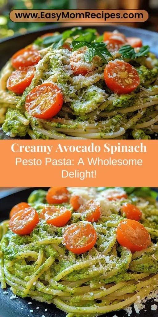 Discover the delectable magic of creamy avocado spinach pesto pasta! This nutritious dish combines the richness of ripe avocados with fresh spinach and vibrant herbs, making it a wholesome choice for any meal. Whole wheat pasta adds fiber and a delightful nutty flavor, while the creamy pesto provides a luscious texture without heavy cream. Perfect for quick weeknight dinners or weekend feasts, this recipe is designed to please both your palate and your health. Enjoy a burst of flavors and embrace healthy cooking with every bite!