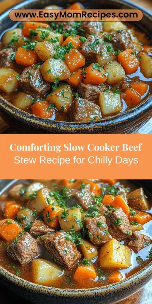Explore the comforting world of homemade slow cooker beef stew, perfect for chilly days and family gatherings. This simple, hearty dish combines tender beef chuck, aromatic herbs, and wholesome vegetables, all simmered to perfection. Enjoy the convenience of letting your slow cooker do the work while you savor the mouthwatering aromas that fill your kitchen. A nourishing meal that's packed with flavor and nostalgia, it's sure to be a crowd-pleaser.