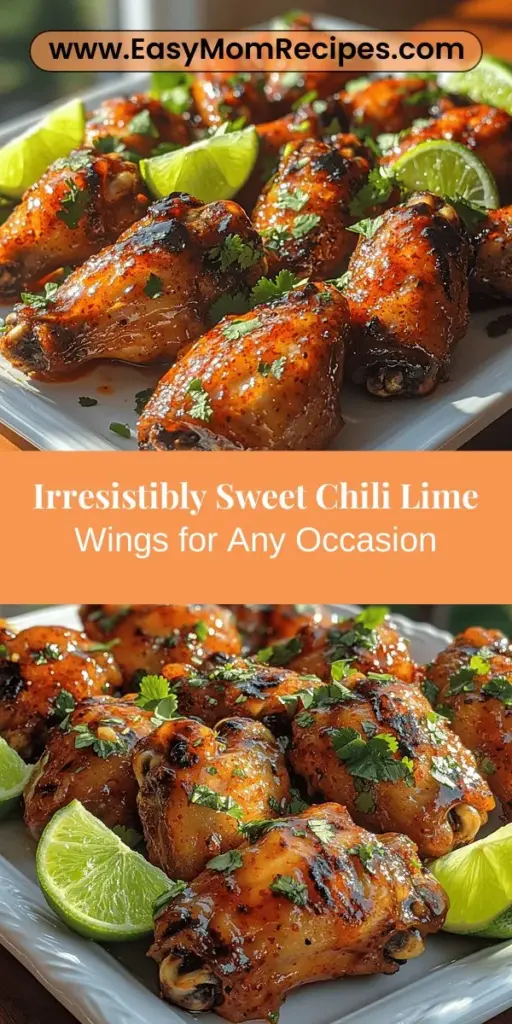 Discover the deliciously sweet and spicy world of Sweet Chili Lime Chicken Wings! This easy recipe combines the rich flavors of chili sauce with zesty lime for a perfect balance that's sure to impress at any gathering. Ideal for barbecues, game days, or casual dinners, these wings are both flavorful and simple to make. With fresh ingredients like garlic and ginger, you'll create a mouthwatering dish that leaves your guests wanting more. Dive into the recipe and elevate your chicken wing game today!