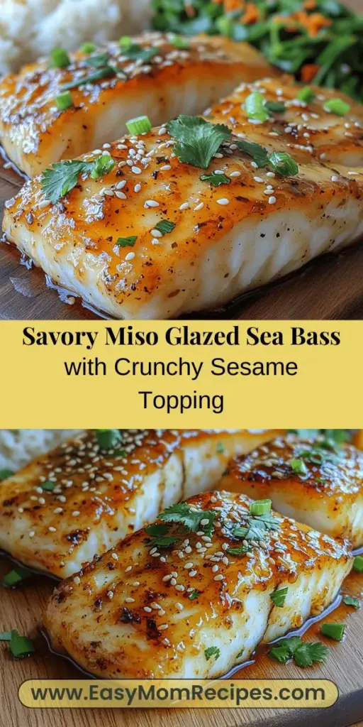 Discover the delightful flavors of Miso Glazed Sea Bass, a dish that combines the rich umami of miso with the delicate texture of fresh sea bass. This recipe is not only easy to prepare but also perfect for any occasion, whether it's a weeknight dinner or a festive gathering. Experience the health benefits of miso and the nutritional value of sea bass while indulging in a simple yet elegant meal that showcases the artistry of Japanese cuisine. Enjoy gourmet cooking at home!