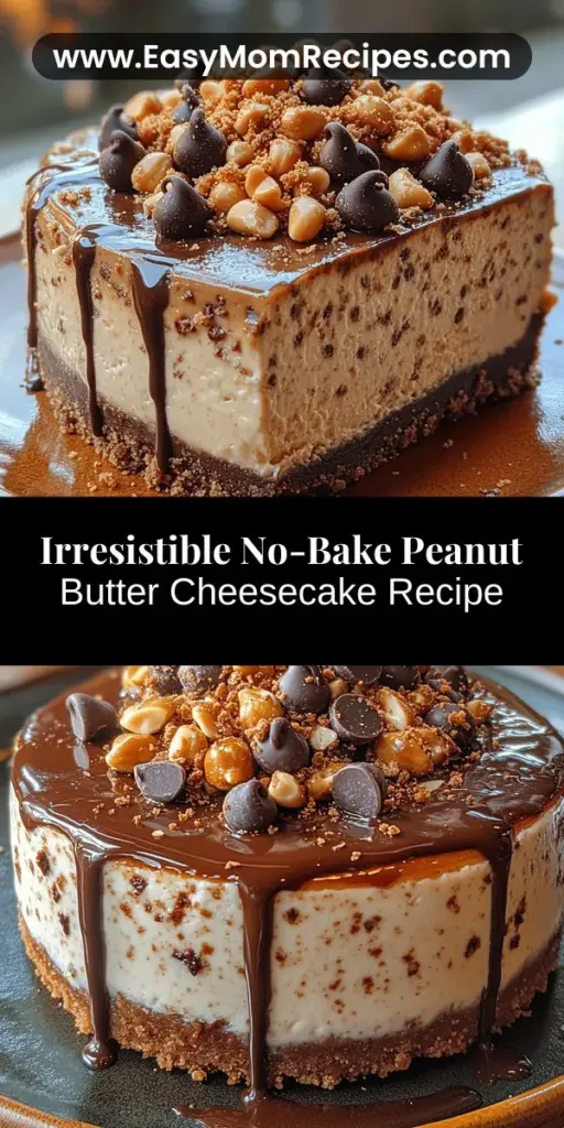 Discover the irresistible Creamy No-Bake Peanut Butter Cheesecake that combines rich, nutty flavors with a smooth, airy texture. This easy-to-make dessert requires no baking, making it perfect for any occasion. With a silky filling made from cream cheese and peanut butter, nestled in a crunchy graham cracker crust, it’s sure to delight your taste buds. Impress friends and family with this simple yet decadent treat that requires minimal effort for maximum flavor!
