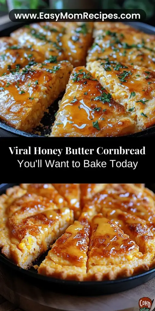Discover the joy of homemade cornbread with this viral honey butter cornbread recipe. A delightful blend of sweet honey and buttery goodness elevates this Southern staple into a must-have treat for any meal. With simple ingredients and easy steps, even novice bakers can enjoy a slice of comfort. Perfectly moist and versatile, it pairs wonderfully with chili, barbecued meats, or a fresh salad. Create memorable meals and share the warmth of homemade cornbread with family and friends.