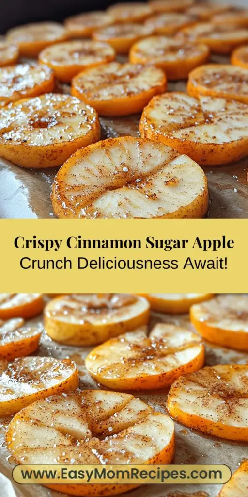 Discover the joy of making Crispy Cinnamon Sugar Apple Crunch, a delightful snack that combines sweet apples with a crunchy, sugary topping. This recipe highlights the natural flavors of apples, especially Fuji and Honeycrisp varieties, while delivering a satisfying texture. Packed with nutrients, these crispy apple chips are a healthier alternative to traditional snacks. Learn how to prepare and bake this quick, easy treat perfect for both kids and adults!