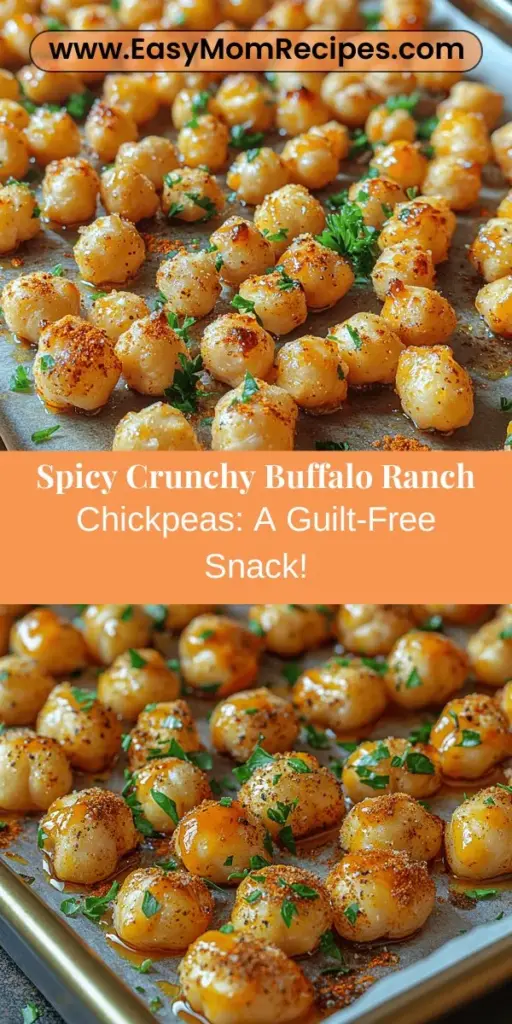 Discover a delicious way to snack with Fiery Crunchy Buffalo Ranch Chickpeas! This flavorful recipe combines spicy buffalo sauce with the wholesome goodness of chickpeas, creating a crunchy treat that's rich in protein and fiber. Perfect for movie nights, topping salads, or enjoying on the go, these roasted chickpeas are easy to make and packed with nutrition. Learn how to whip up this satisfying snack and elevate your healthy eating game with tantalizing taste in every bite!