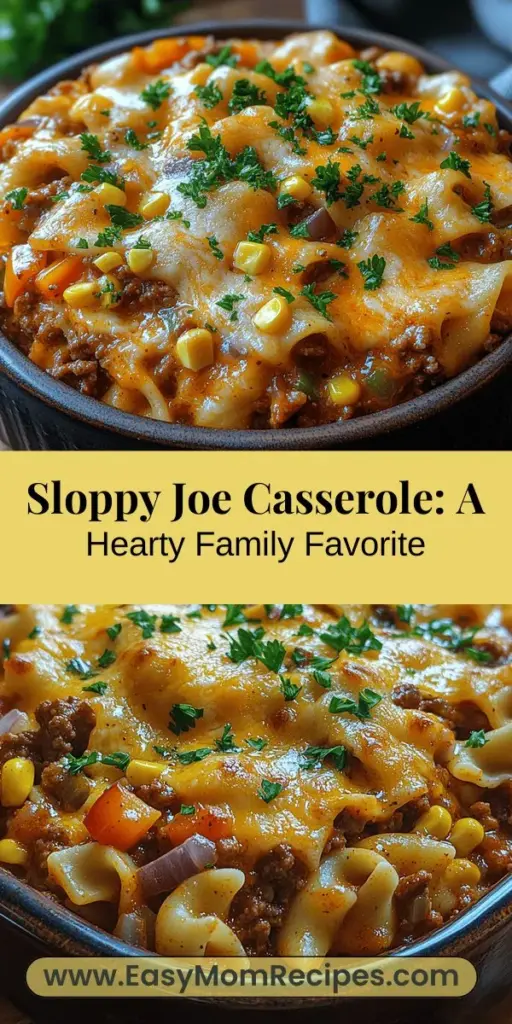 Discover the comforting flavors of Sloppy Joe Casserole Delight, a delicious twist on the classic sandwich. This baked dish combines savory ground meat, caramelized onions, and creamy cheddar cheese, making it a satisfying one-dish meal perfect for busy weeknights. With simple ingredients and straightforward steps, you can create a warm and filling casserole that the whole family will love. Enjoy this cozy recipe that channels nostalgic flavors while adding a fun twist to your dinner table.