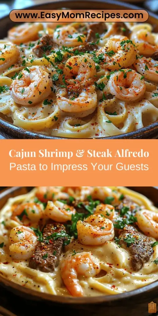 Discover the ultimate indulgence with Luscious Cajun Shrimp & Steak Alfredo Pasta. This recipe beautifully combines creamy Alfredo sauce with bold Cajun spices, succulent shrimp, and tender ribeye steak, creating a dish that's perfect for any occasion. With easy-to-follow steps, you'll craft a meal that tantalizes the taste buds and impresses guests. Elevate your dining experience with this rich, flavorful pasta that delivers both comfort and sophistication.