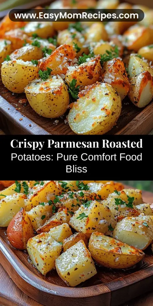 Discover the ultimate comfort food with our Crispy Parmesan Roasted Potatoes recipe! These golden-brown delights are easy to make and perfect for any meal. With a crunchy exterior and fluffy interior, they pair wonderfully with meats or can be enjoyed on their own. Using baby potatoes, extra virgin olive oil, and high-quality Parmesan, this dish is not just tasty but versatile too. Elevate your cooking game and impress your guests with this simple yet delicious side!