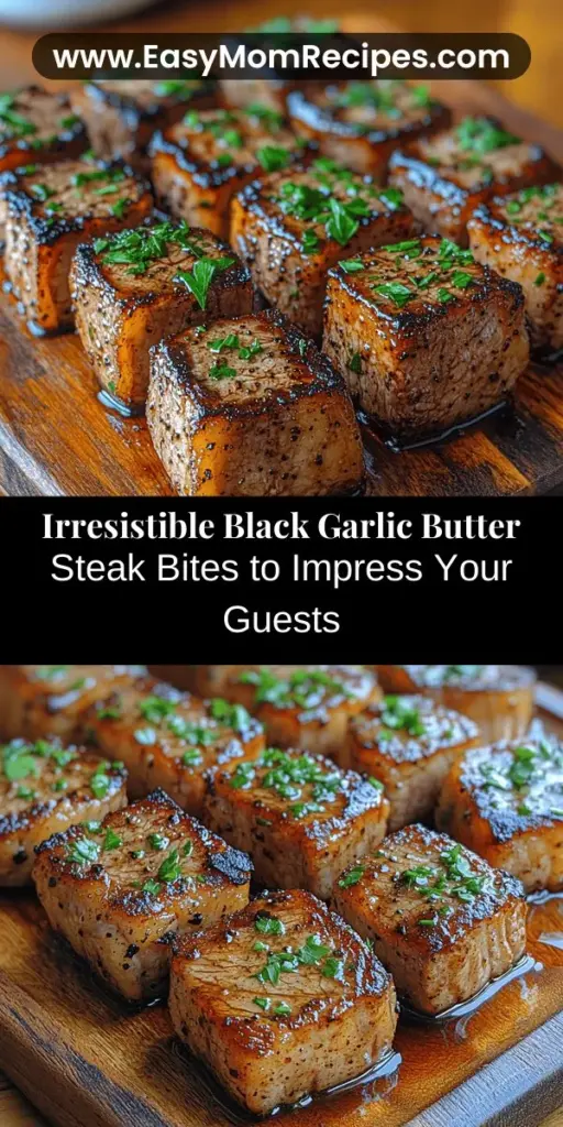 Discover the rich and unique flavors of Black Garlic Butter Steak Bites, a gourmet dish that elevates your cooking game. This recipe combines the sweet, umami notes of black garlic with tender sirloin steak, resulting in a delightful experience for your taste buds. Learn how to prepare these succulent bites, including tips on selecting the best ingredients and mastering the cooking technique. Ideal for both special occasions and weeknight dinners, indulge in a culinary adventure that transforms simple steak into an extraordinary treat. Explore the magic of black garlic and impress your guests with this exquisite dish!