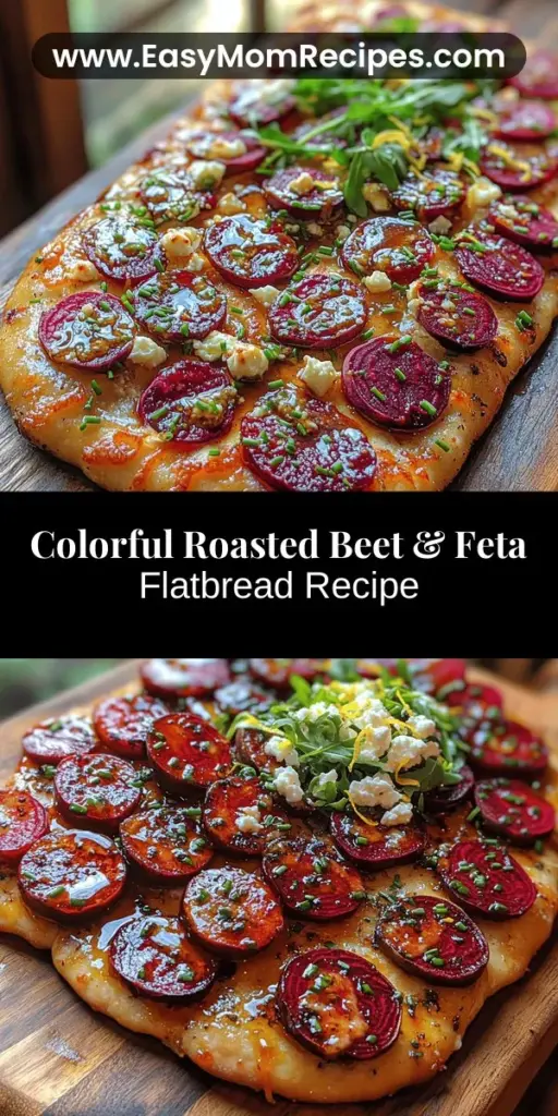 Discover the perfect blend of flavors and colors with this Roasted Beet & Feta Flatbread. This vibrant dish combines the earthy sweetness of roasted beets with the creamy tang of feta cheese, making it a feast for both the eyes and the palate. Ideal for any gathering or a special dinner, this flatbread showcases wholesome ingredients like fresh herbs and a drizzle of balsamic glaze. Enjoy a nutritious option that's as visually stunning as it is delicious. Embrace creativity in your kitchen with this delightful culinary adventure!