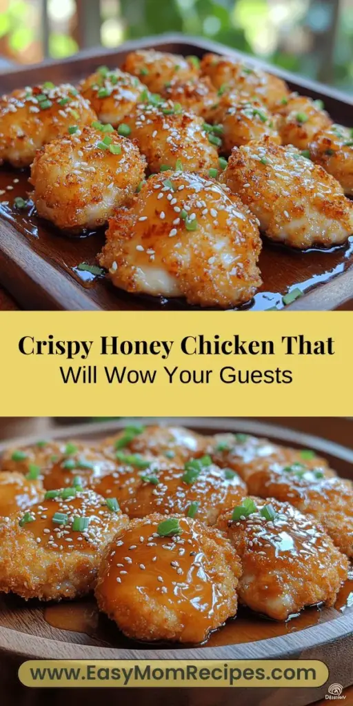 Discover the incredible flavors of Crispy Honey Chicken Delight! This easy recipe features tender chicken thighs coated in a crunchy panko crust, beautifully glazed with a luscious honey sauce. Perfect for family dinners or special gatherings, this dish combines sweet and savory notes that will please everyone at the table. Serve it with jasmine rice or a fresh garden salad for a complete meal. Get ready to impress your loved ones with this delightful culinary creation!